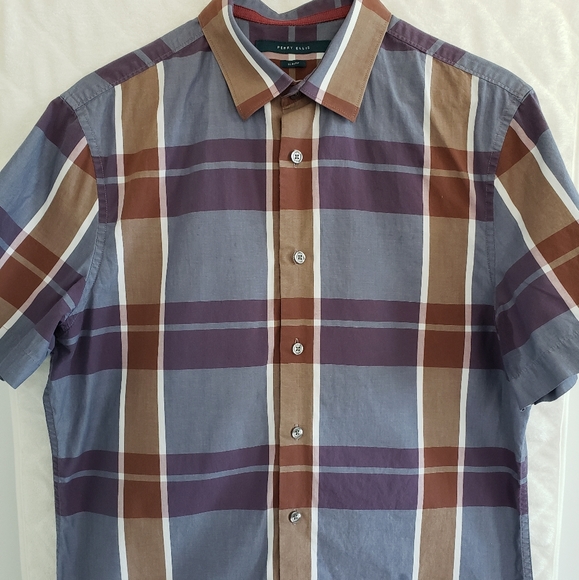 Perry Ellis Slim Fit Plaid Button Down Shirt - Picture 2 of 5